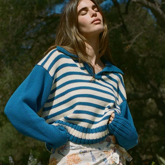 Ciao Lucia Striped Sweater Blue & Cream